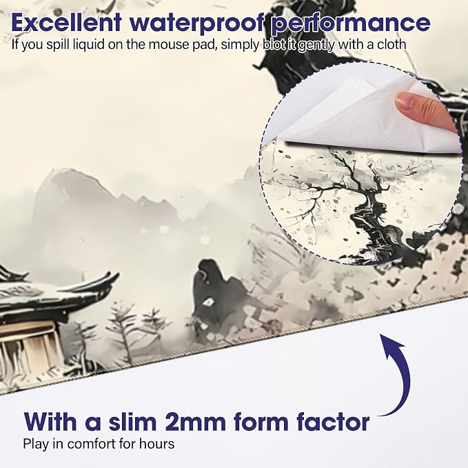 Professional Extended Gaming Mouse Pad - 31.5" x 15.7" Large Desk Mat with Stitched Edges, Waterproof Coating Non-Slip Rubber Base for Gamers Esports Pros Office Home, Landscaping