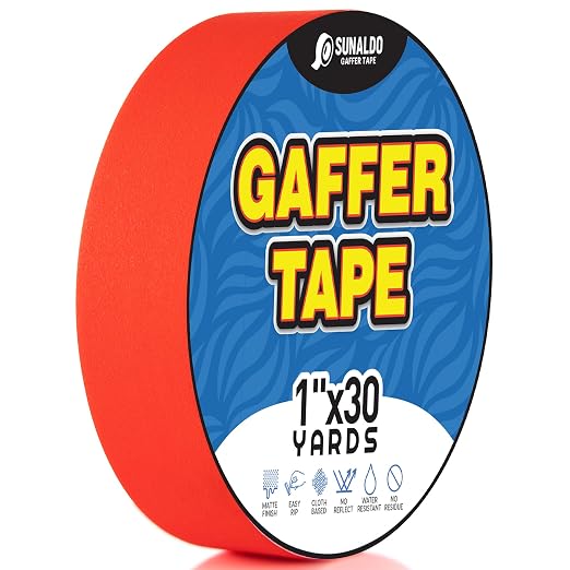 Gaffers Tape (1" x30 Yards) Heavy Duty, Easy Rip, No Residue | Red | Professional Grade Floor Tape for Electrical Cords, Matte Finish Non Reflective, Weather Resistant