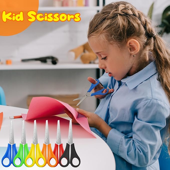 360 Pcs Kids Scissors Bulk for School 5'' Student Scissors Child Scissors Blunt Tip Safety Scissors Stainless Steel Paper Scissors for Kindergarten Primary Craft Project (360)