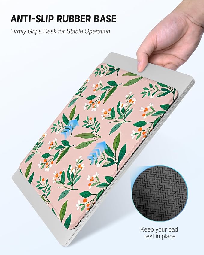 Mouse Pad, Cute Mouse Mat, 10" x 8", Pink Cute Flower | Square Waterproof Gaming Computer Mat, Textured Top, Stitched Edges, Non-Slip Rubber Base for Office Home Laptop Keyboard