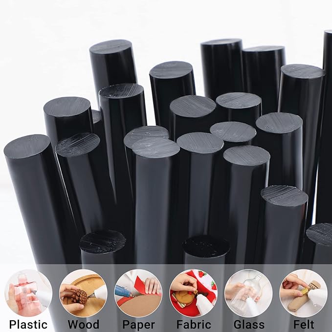 Manarty Black Hot Glue Sticks Full Size, 48 PCS 0.43" Dia x 4" Long Standard EVA Hot Melt Adhesive Gluing Stick, High Low Temp for Handmade Car DIY Art Craft Home Office Project Craft Fix & Repairs