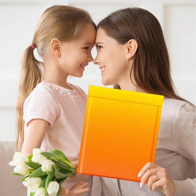 Fuxury Bubble Mailers 8.5x12" 240 Pack Padded Envelopes Usable Size 8.5x11" | Thick Mailing Envelopes Bubble Opaque Padded Mailers Shipping Bags for Mailing Jewelry Makeup Small Business #2 YellowOrange