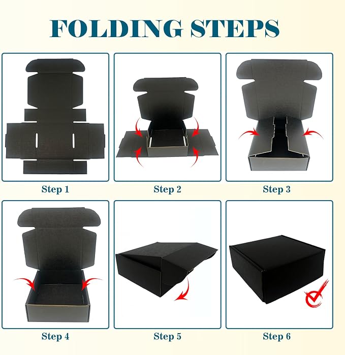 Small Shipping Boxes 5x5x2, Set of 50, Black Corrugated Cardboard Box Mailer (YD552-50BK)