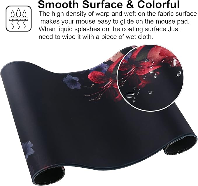 Gaming Mouse Pad,Large Mouse Pad Size 31.5x11.8 Thickness 0.12 inches,Premium-Textured Non-Slip & Waterproof Computer Mousepad with Stitched Edges for Gaming,Office & Home-80x30 Hua005
