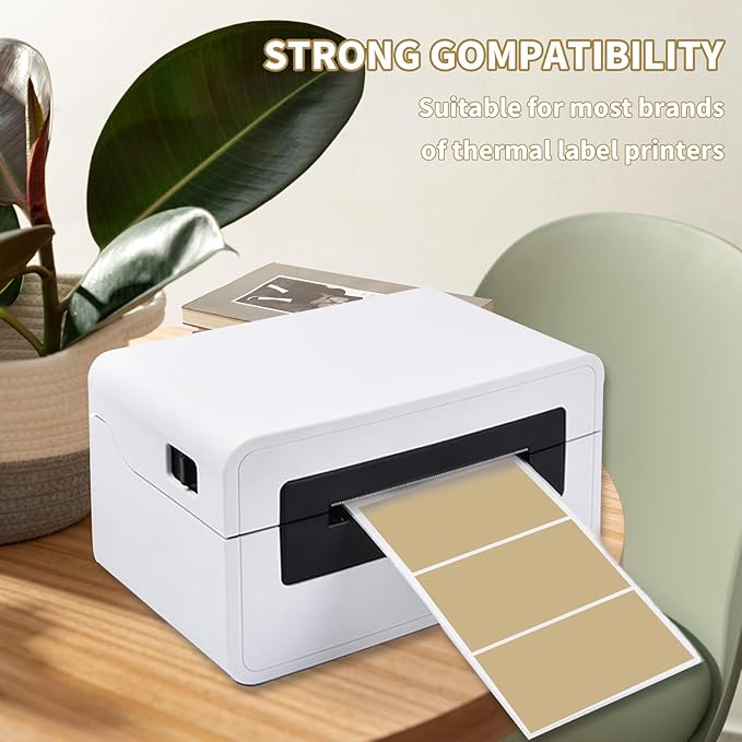 Starboling 2.25" x 1.25" Brown Direct Thermal Labels,Self-Adhesive Printer Label for Address,Logo,Shipping,Barcodes,QR Code