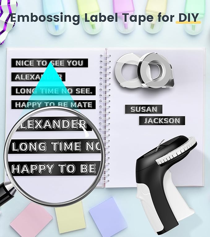 Embossing Label Maker, Vintage Embossed Label Maker Machine with Tapes 9mm, Scrapbook Supplies Junk Journal Kits, Manual Retro Old School Embosser Labeler for Home Office DIY Crafts & Scrapbooking