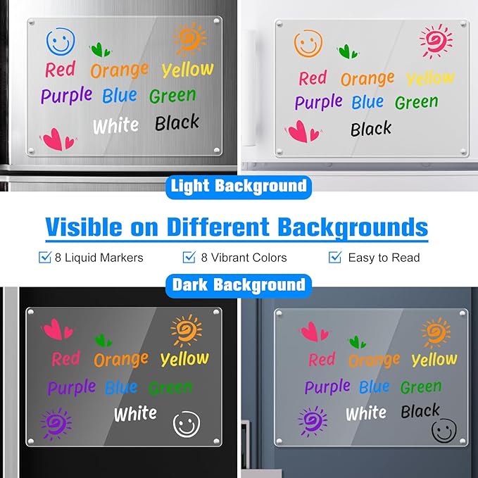 Magnetic Liquid Chalk Markers Wet Erase Markers for Acrylic Calendar Planning Board LED Note Board Clear Glass Whiteboard Window/Mirror Easter Holidays Paintings, 8 Vibrant Colors, 1mm Fine Tip