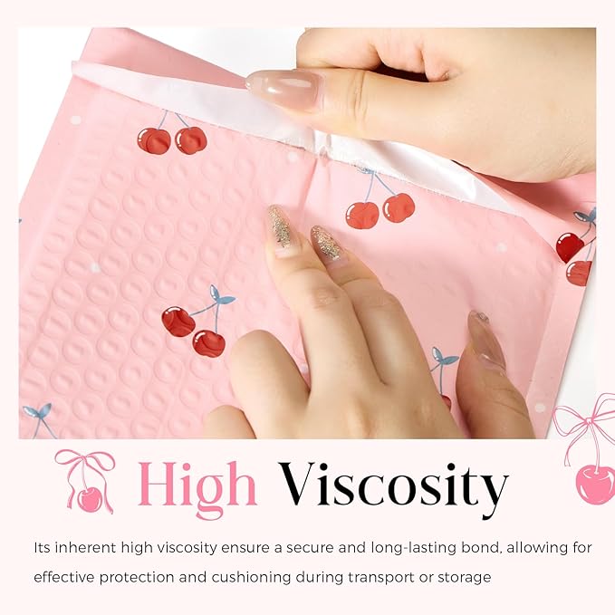 METRONIC Bubble Mailers 6x10 Inch 100 Pack Cherry Pink Padded Mailer Usable Size 6x9 Waterpoof Padded Envelopes Pretty Strong Adhesion Bubble Envelopes for Packaging, Shipping, Mailing