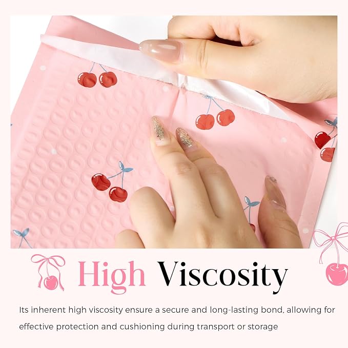METRONIC Bubble Mailers 8.5x12 Inch 240 Pack Cherry Pink Padded Envelopes | Usable Size 8.5x11", Self Seal Bubble Envelopes Bulk Strong Adhesion Mailing Envelopes for Small Business, Books, Cute Design