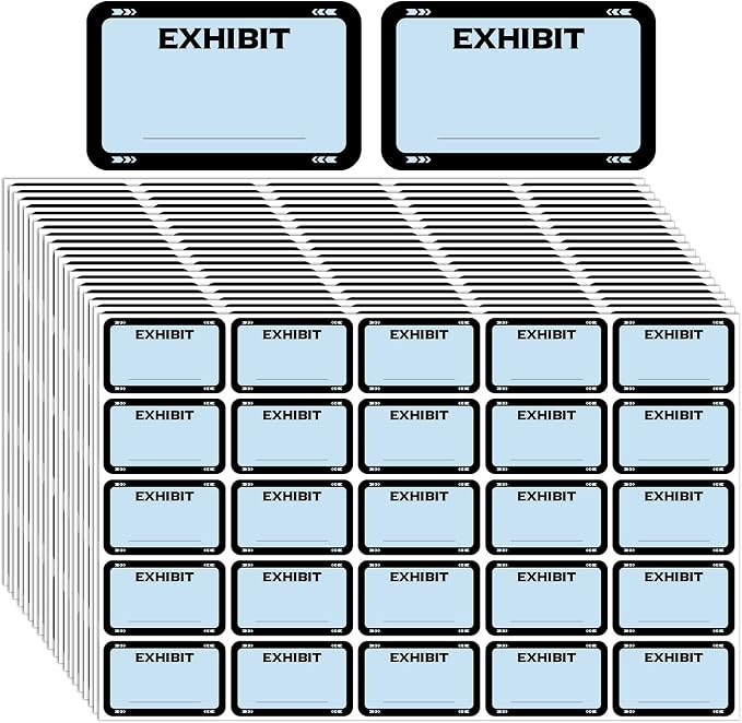 500 Pcs Exhibit Stickers Legal Exhibit Labels 1.65x1 Inches,Blue | Self adhesive Exhibit Stickers Blank File Folder Tabs for Courts Office Legal Document Folder, Blank Writeable Report Divider