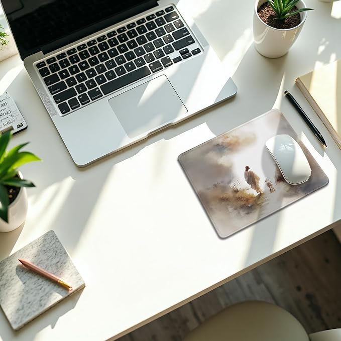 Christian Jesus Leaves The 99 Sheep Mouse Pad, Christian Jesus Gifts Mouse Pads Mousepad for Desk Office Computers Laptop, Religious Office Supplies Desk Accessories, 9.5x7.9 Inch