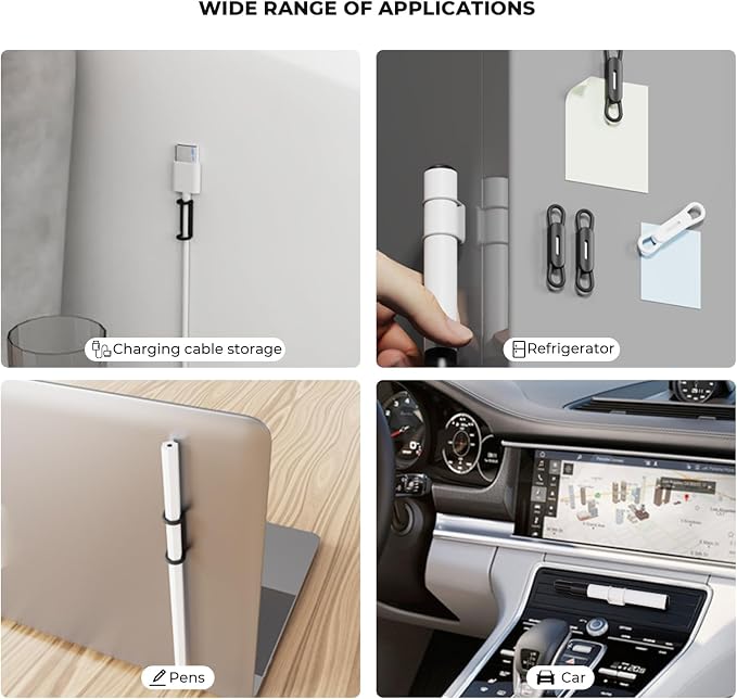 10 Pack Magnetic Pen Holder for Refrigerator, Pencil Clips (White) | Adjustable, Silicone Flexible Pencil Holder for Whiteboards, Desk, Clipboard