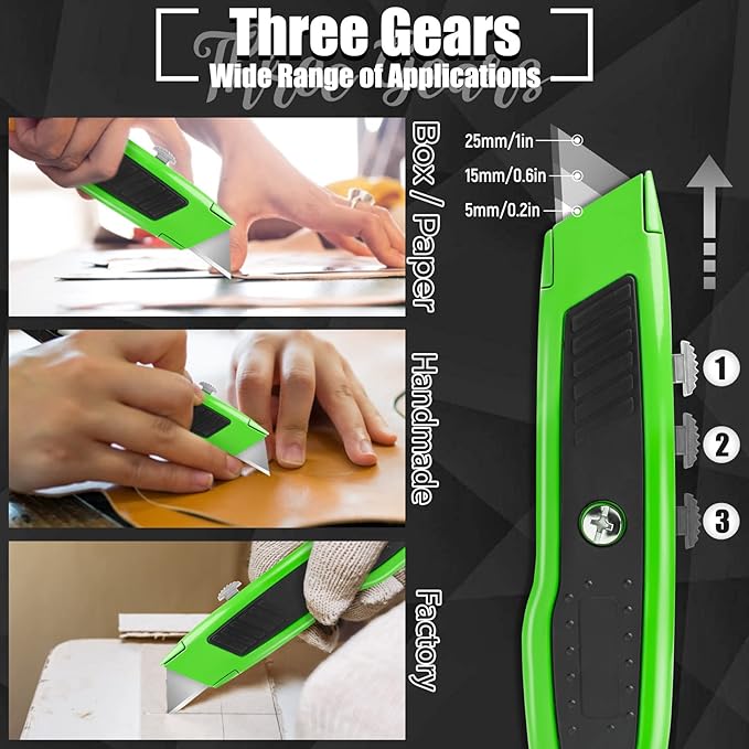 6 Pack Utility Knife, Colorful Retractable Box Cutter with 10 SK5 Blades, Heavy Duty Razor Knife for Cardboard, Boxes, and Cartons