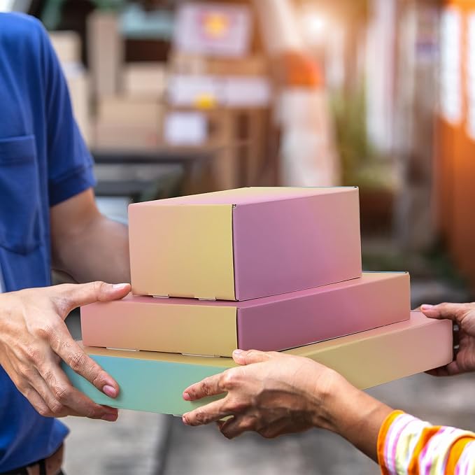 9x6x2 Shipping Boxes for Packaging, 45 Pack Colorful Corrugated Cardboard Mailer Boxes for Small Business, Shipping, Mailing
