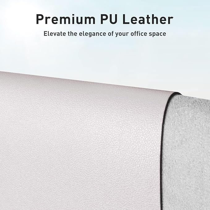 Aothia Faux Leather Desk Mat - Non-Slip PU Leather Desk Blotter, Waterproof Writing Surface, Large Desk Pad for Office & Home (Pale Lavender White, 55" x 17")