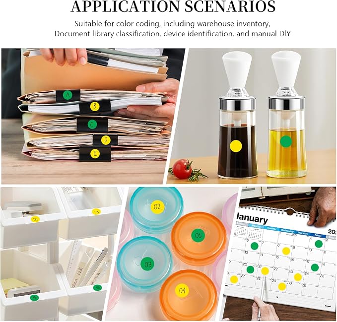 PARLAIM 1/2" Round Color-Code Dot Stickers,Adhesive 2000 Stickers Rolls dots Label Dispenser Box Green Circle Stickers Labels(Green+Yellow)