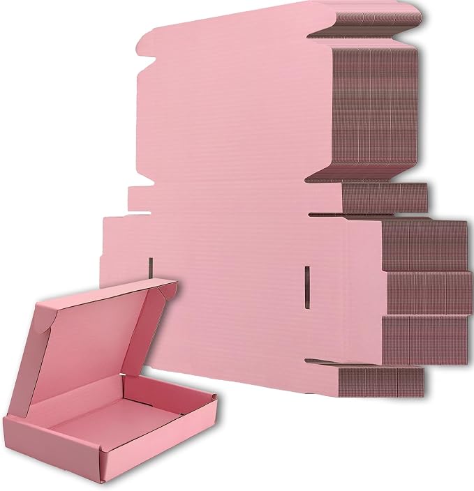 7x5x1 Shipping Boxes Pink Mailer Corrugated Cardboard Box Set of 100 | for Packaging, Literature, Packing, Mailing, Storage, Small Business, Moving, Gift, Supplies, Quick Fold, Tab Locking