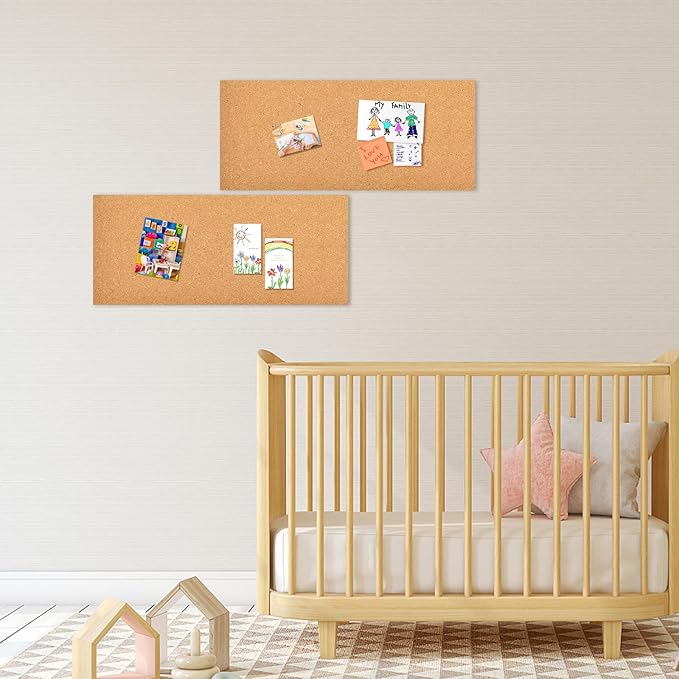 17x8 Cork Board Tiles Bulletin Board, 1/4" Thick Self-Adhesive Cork Boards for Walls, Cork Tiles Vision Board for Home, Office, School, Bulletin Board Decorations(6mm,12pc)