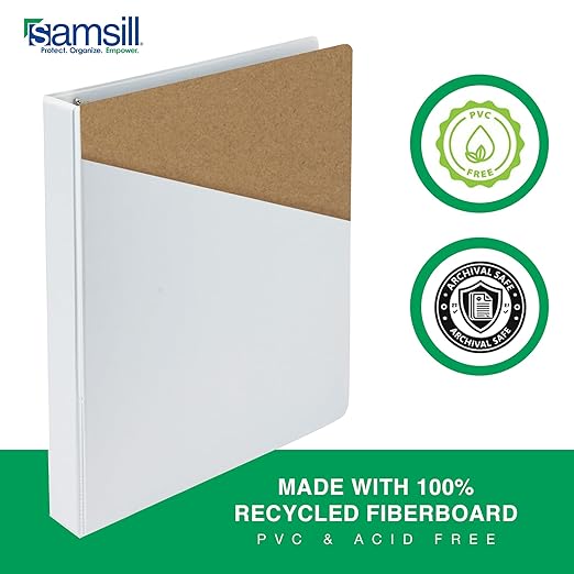 Samsill 2 Inch 3 Ring Binders, Economy Round Ring, Clear View Cover, 425 Sheet Capacity - for School, Home, Office - White, 12 Pack