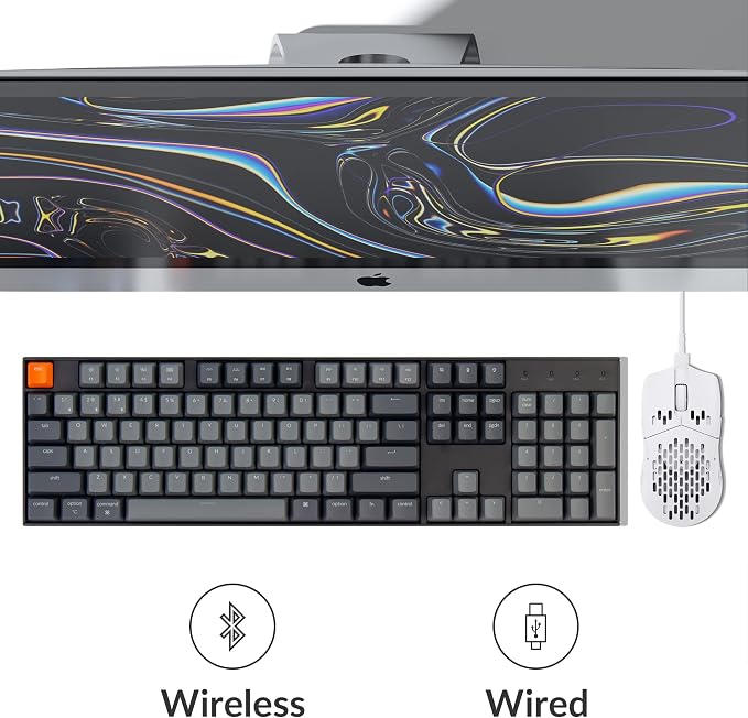 Keychron K10 Full Size 104 Keys Bluetooth Wireless Mechanical Gaming Keyboard for Mac Windows with Keychron Super Red Switch, Multitasking/White LED Backlight/USB C Wired Computer Keyboard