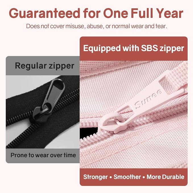 SUNEE Zippered Binder Bag with Handle, 2-Inch 3-Ring O-Ring, 500-Sheet Capacity, Includes Zip Pocket, 5-Tab Expanding File Folder, Multi-Pocket Organizer Binder for Middle School, Pink Lotus