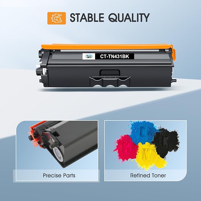 TN431 TN-431 4-Color Toner Cartridge Set for Brother TN 431 MFC-L8900CDW | Compatible for Brother MFC L8900CDW HL-L8360CDW HL-L8260CDW MFC-L8610CDW HL-L8360CDWT Printer TN431BK TN431C TN431M TN431Y