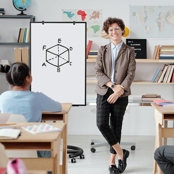Mobile Whiteboard 40x26 Inches White Board Dry Erase Board on Wheels | Height Adjustable, Magnetic Surface, Dry Erase, With Stand, Ideal for Classroom, Office, School, Home, Homeschooling, Teacher