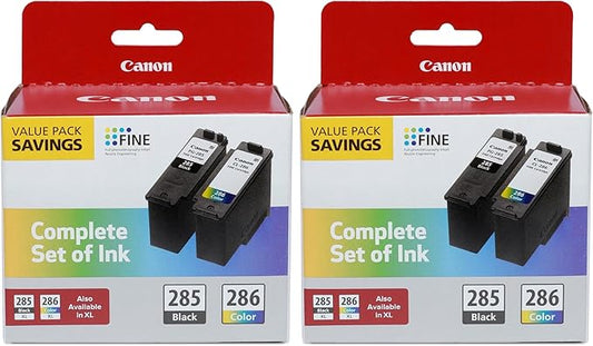 Canon® PG-285 Black/CL-286 Tri-Color Standard-Yield Ink Cartridges, 6197C004, 2 Count (Pack of 2)