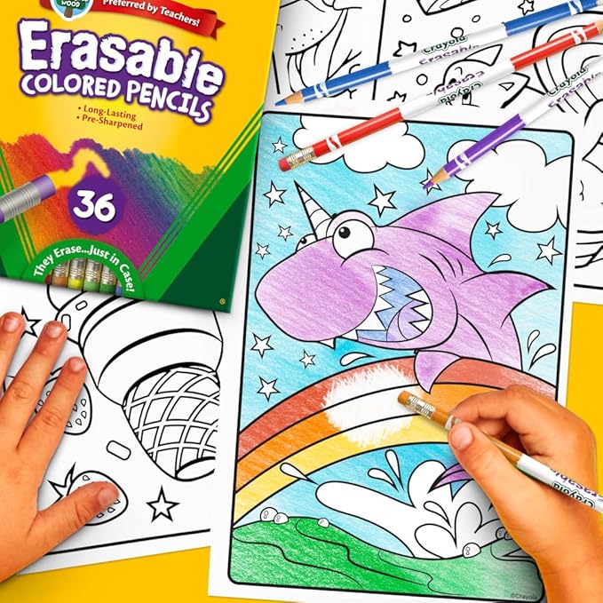Crayola Erasable Colored Pencils (36ct), Colored Pencils for Kids, For Coloring Books, School Supplies, Classroom Arts & Crafts, Ages 4+