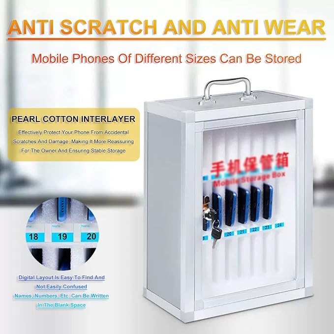 12/24/36/48/60 Slots - Cell Phones Storage Cabinet, for School, Office - Durable and Stylish, Aluminum Alloy Cell Phones Holder Storage Box (Size : 12)