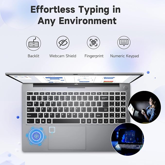 NIMO 15.6" FHD IPS Laptop, Core i3-1215U 6-Core Up to 4.4GHz (Beats R5 7520U), 16GB RAM 1TB SSD, Wi-Fi 6, Backlit Keyboard, Fingerprint Reader, 65W Type-C Charging, Student & Business Notebook