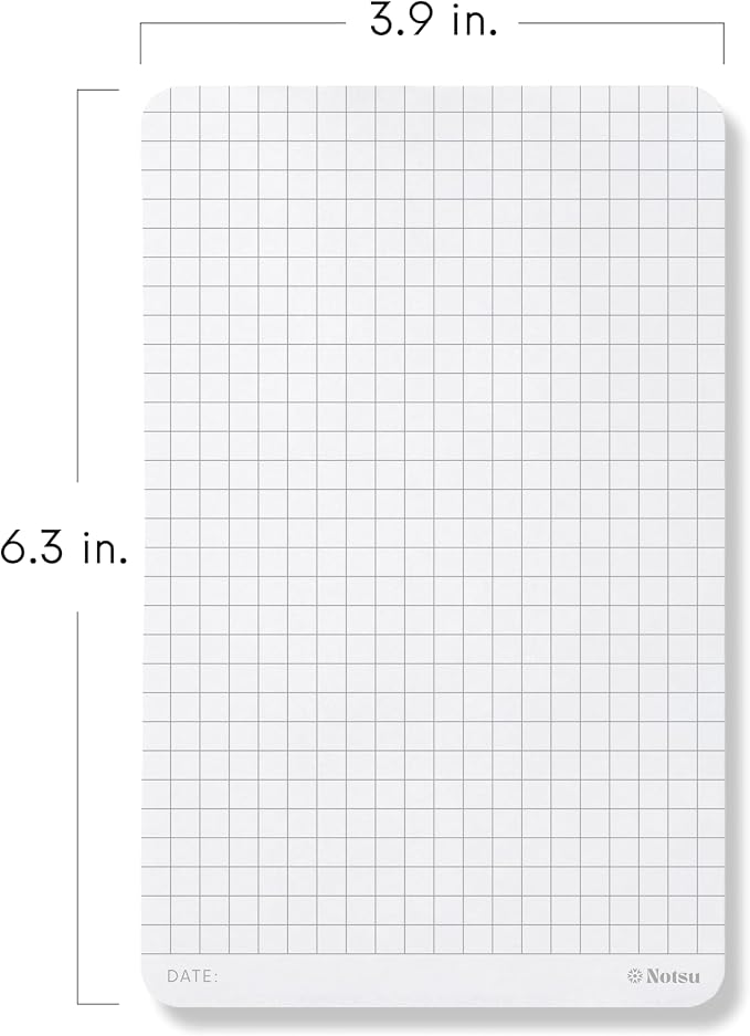 Graph Grid Small Desk Notepad 120gsm Paper 3.9" x 6.3" (2 Pack) | Minimalist Graphing Memo Note Pads | Premium Thick 120gsm Paper