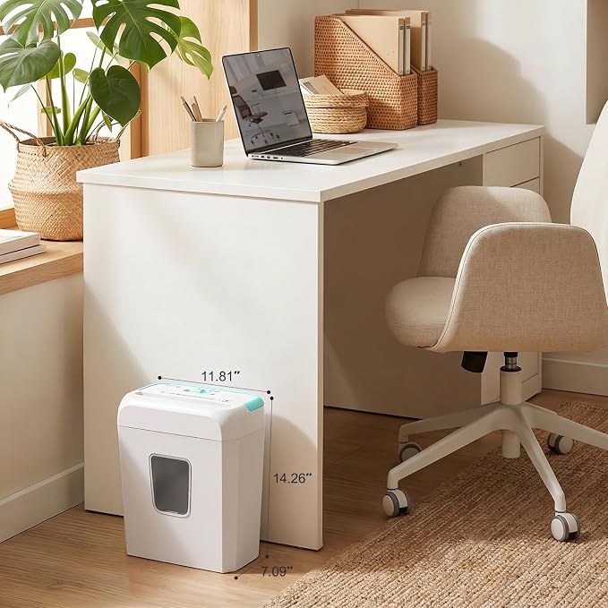 Bonsaii 6-Sheet Cross Cut Paper Shredder for Home, 3.4 Gal Bin | P-4 Security Level, Shreds Credit Cards, Staples & Paper Clips, with Portable Handle, Small Shredder for Home