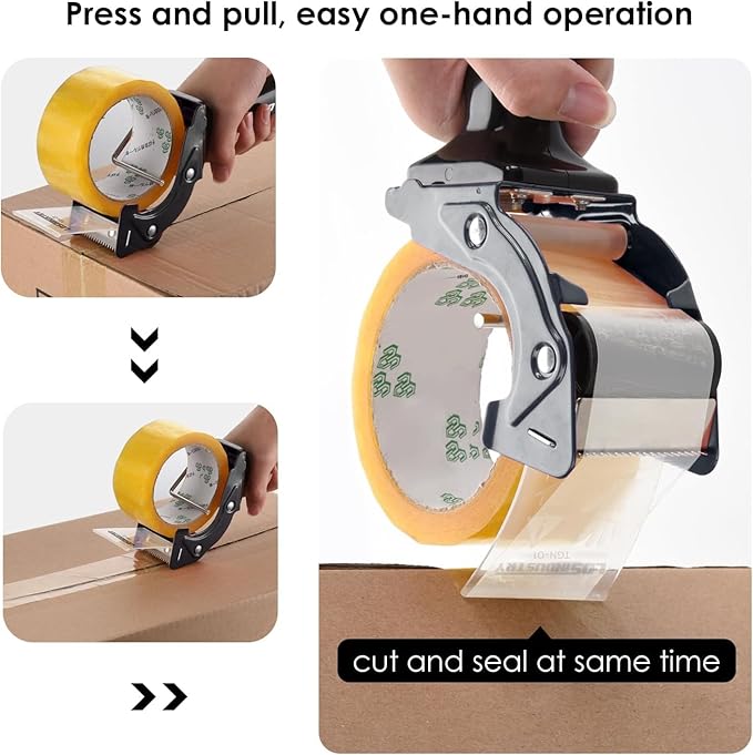 Rapid-Replace Packing Tape Dispenser Gun with Extra Blade, 2IN(50mm) Lightweight Ergonomic Industrial Handheld Heavy Duty Tape Cutter for Carton, Packaging and Box Sealing, Pink