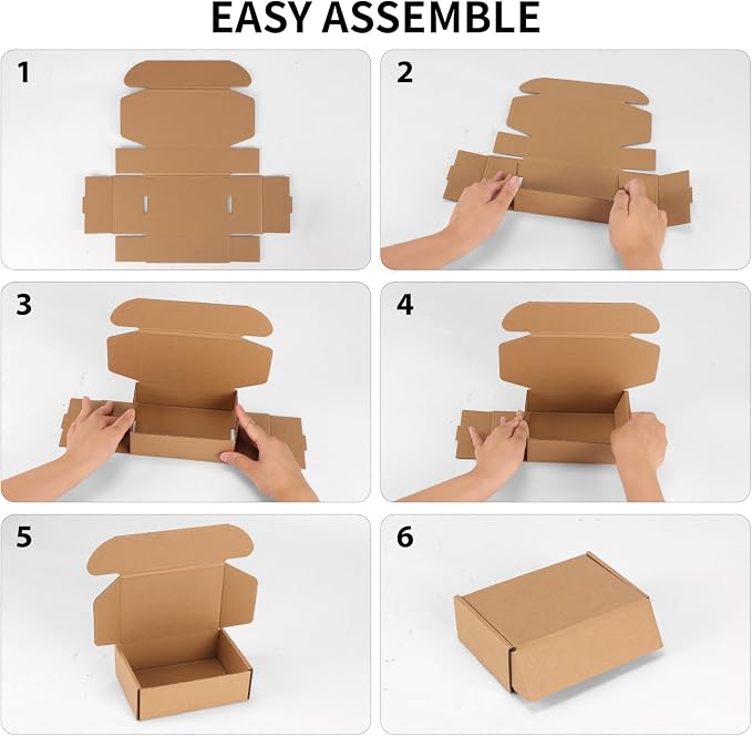 RLAVBL 6x4x2 Small Shipping Boxes Set of 50, Brown Corrugated Cardboard Box for Packing, Mailing, Business