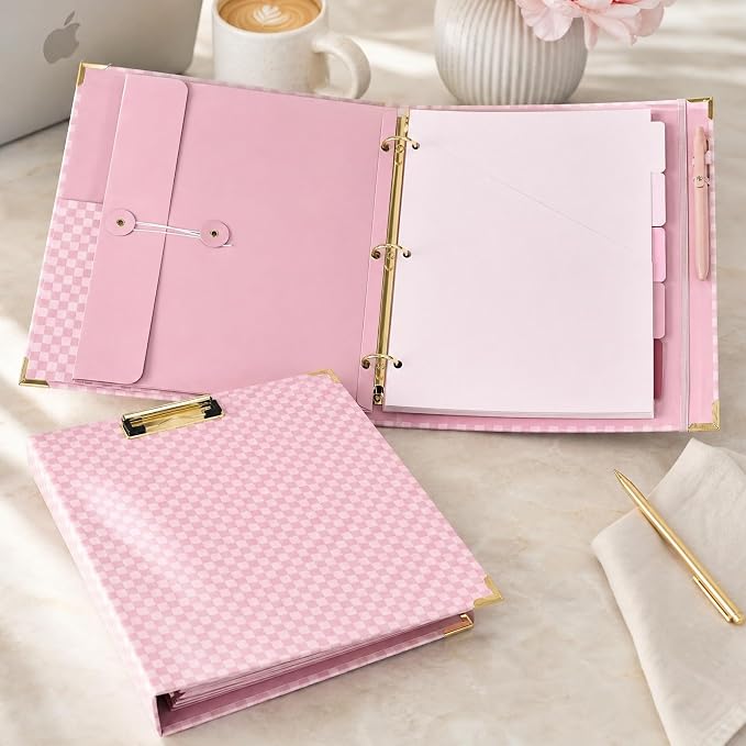 Aesthetic Clipboard Binder with Dividers - 3 Ring Organizer for Work | Sturdy Document Organizer, Clipboard Folder and Planner Folio for Streamlined School Projects, Notes and Office Productivity
