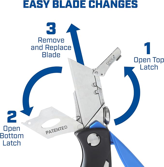 Sheffield 12119 Utility Knife & 5 Utility Knife Blade Storage Compartment | Utility Knife Accepts Standard Utility Blades For Home, Office, Trades, and Warehouse