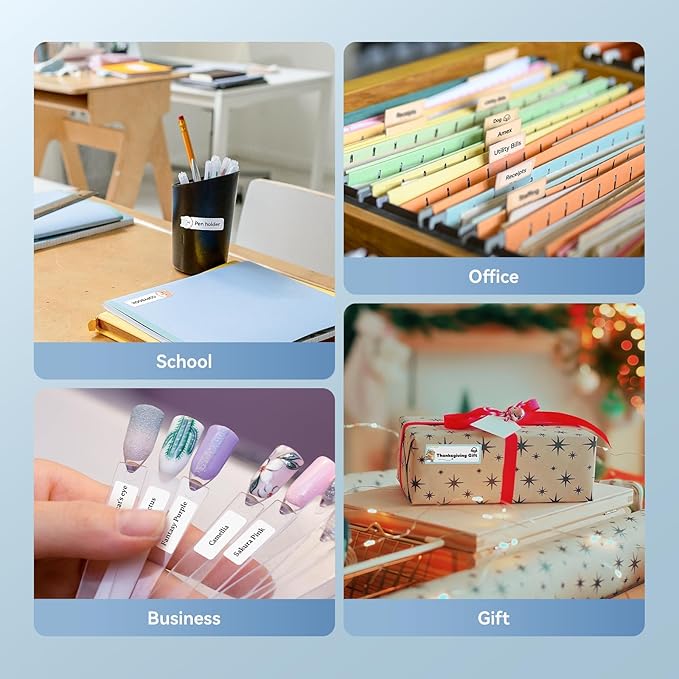 NIIMBOT Label Maker Machine D11 Label Printer Portable Wireless Connection Multiple Templates Available for Phone Easy to Use Office Home Organization USB Rechargeable