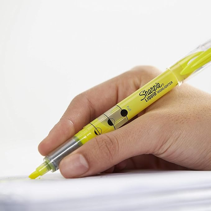 SHARPIE Liquid Highlighters, Chisel Tip, Fluorescent Yellow, 12 Count (Pack of 12)