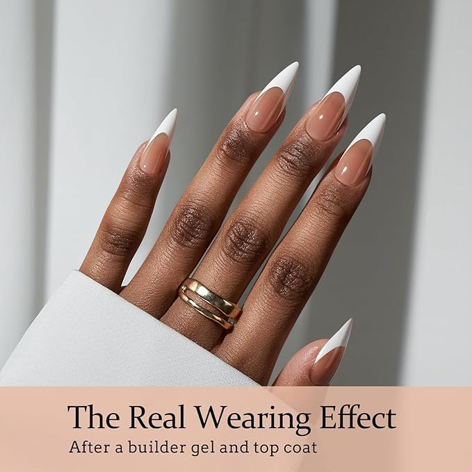 BTArtboxnails French Gel Nail Tips - French Tip Press on Nails Brown Long Stiletto XCOATTIPS, Fake Nails for Nail Art DIY