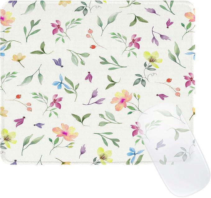 Colorful Cute Flowers Mouse Pad, Waterproof Aesthetics Leaf Mouse Pads Design, Non-Slip Rubber Base Computer Simple Funny Mousepad,Small Mouse Mat Desk Accessories Office Supplies