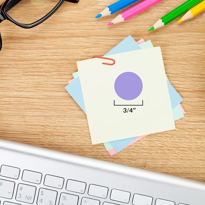 3/4 Inch Round Dot Stickers, Lavender, 1008/Pack | Writable Semi-Gloss Color Coding Labels for Offices, Retail and Classrooms. Made in USA