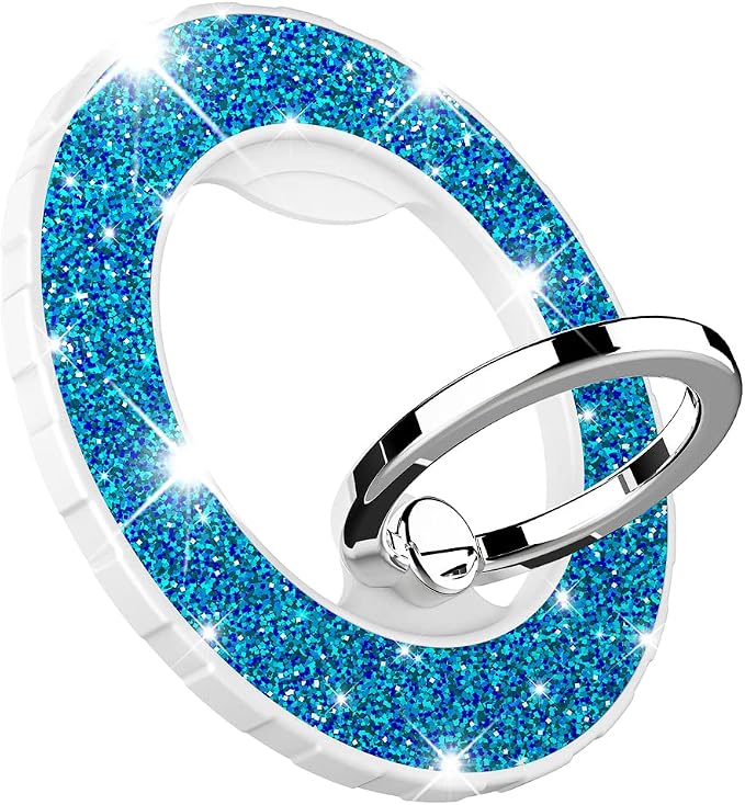 Magnetic Phone Ring Holder for magsafe, Glitter Magnetic Grip Compatible with iPhone 17 16 15 14 13 12 Pro max,Pro,Plus,Mini Mag Safe Pixel 10 Series Accessories,Adjustable Kickstand,Teal