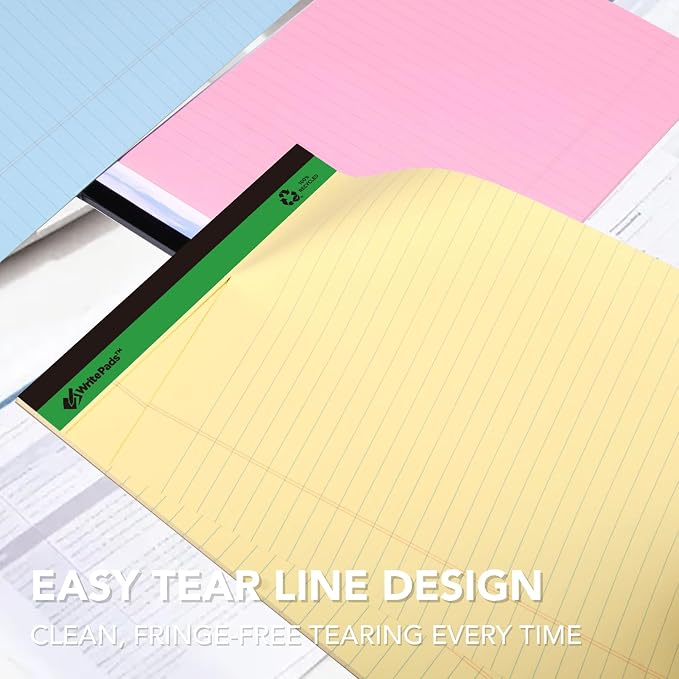KAISA Colored Legal Pad 15lb Recycled Paper Writing Pad, 4pcs 5"x8" Narrow Ruled and 4pcs 8.5x11 inch Wide Ruled, 50 Sheets, Mixed 8pads, KSU-7358