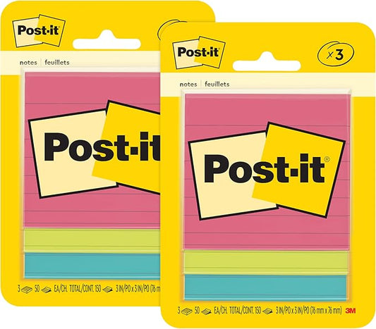 Post-it Notes, 3x3 in, 3 Pads, America's #1 Favorite Sticky Notes, Poptimistic Collection, Bright Colors (Magenta, Pink, Blue, Green), Clean Removal, Recyclable (6301-B) (Pack of 2)