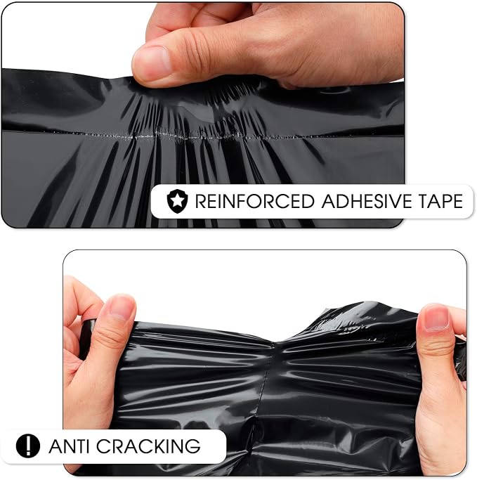 Metronic Poly Mailers 12x15.5 200 Pack Shipping Bags for Clothes Black | Strong Self-Seal Mailers Poly Bags Shipping Envelopes Tear-resistant Waterproof Package Mailing Bags for Small Business