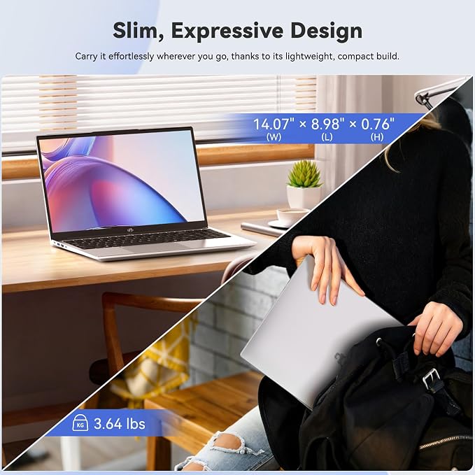 NIMO 15.6" FHD IPS Laptop, Core i3-1215U 6-Core Up to 4.4GHz (Beats R5 7520U), 8GB RAM 256GB SSD, Wi-Fi 6, Backlit Keyboard, Fingerprint Reader, 65W Type-C Charging, Student & Business Notebook