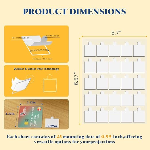 0.99'' Double Sided Sticky Tack, 225pcs Removable Mounting Putty, No Trace Adhesive Putty, Tack Putty for Wall Hanging, Crafts, Posters, Picture Classroom Decoration Museum