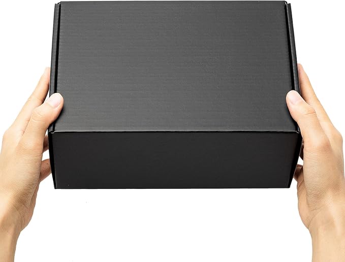 Timirog 9x6x4 Inches Black Shipping Boxes 25 Pack Corrugated Cardboard | Mailing Box for Small Business, Tab Locking Literature Mailer Packaging Supplies for Packing Digest Size Book Gifts Craft DVD