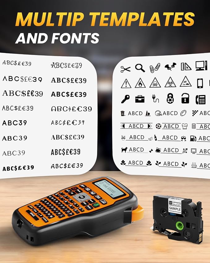 Vixic Label Maker Waterproof-Labels, E1000 Industrial Wire Cable Labelmaker | Heat Shrink Labeler Machine, Handheld Electric Label Makers with Keyboard, Laminated-Tape for Electrician IT Network Office